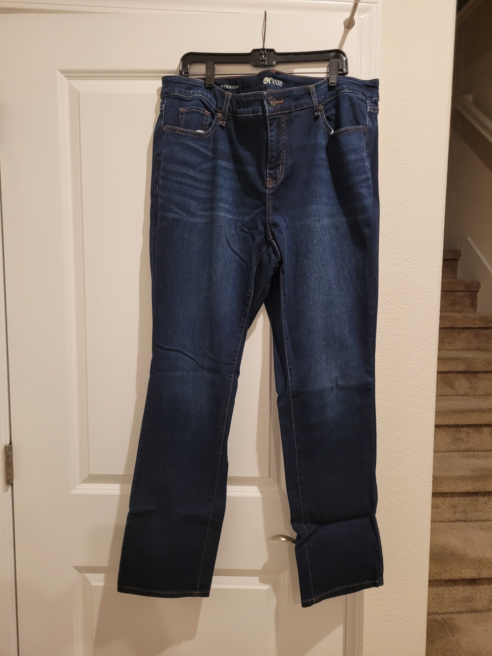 Women's Stylus Dark Blue Slim Straight Leg Jeans 20W